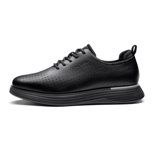 [MaxFlex SuiteCraft-] Men's Vegan Leather Comfortable Oxford Sneakers - BLACK - 2